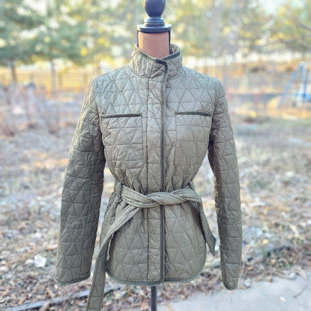 Halogen Womens Quilted Belted Jacket Coat Size M, Pre-owned